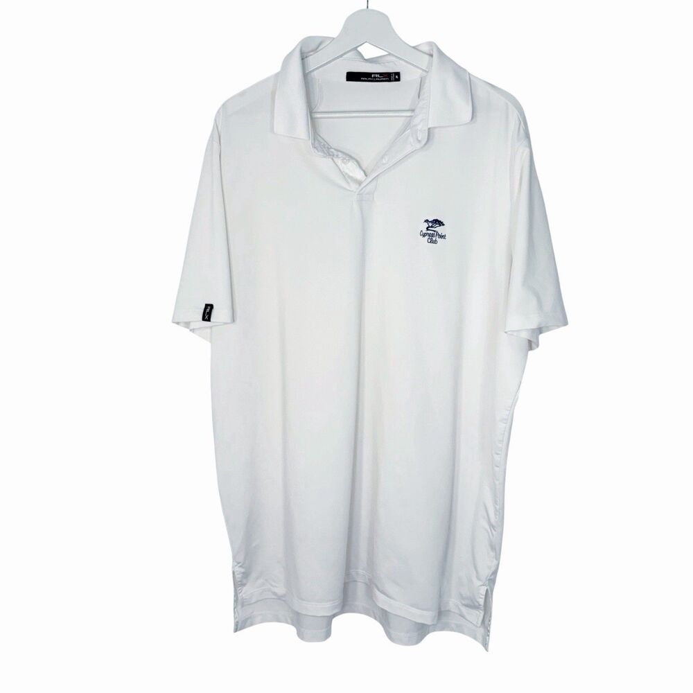 RLX Ralph Lauren Polo Shirt Mens XL White Cypress Point Gof Club Pebble Beach CA